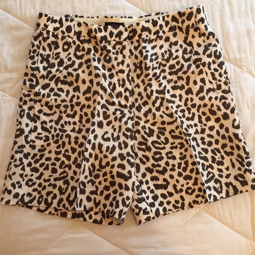 J Crew Leopard Linen Shorts Sz 12